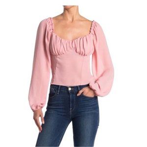 ABOUND WOVEN BUSTIER BLACK LONG SLEEVE TOP